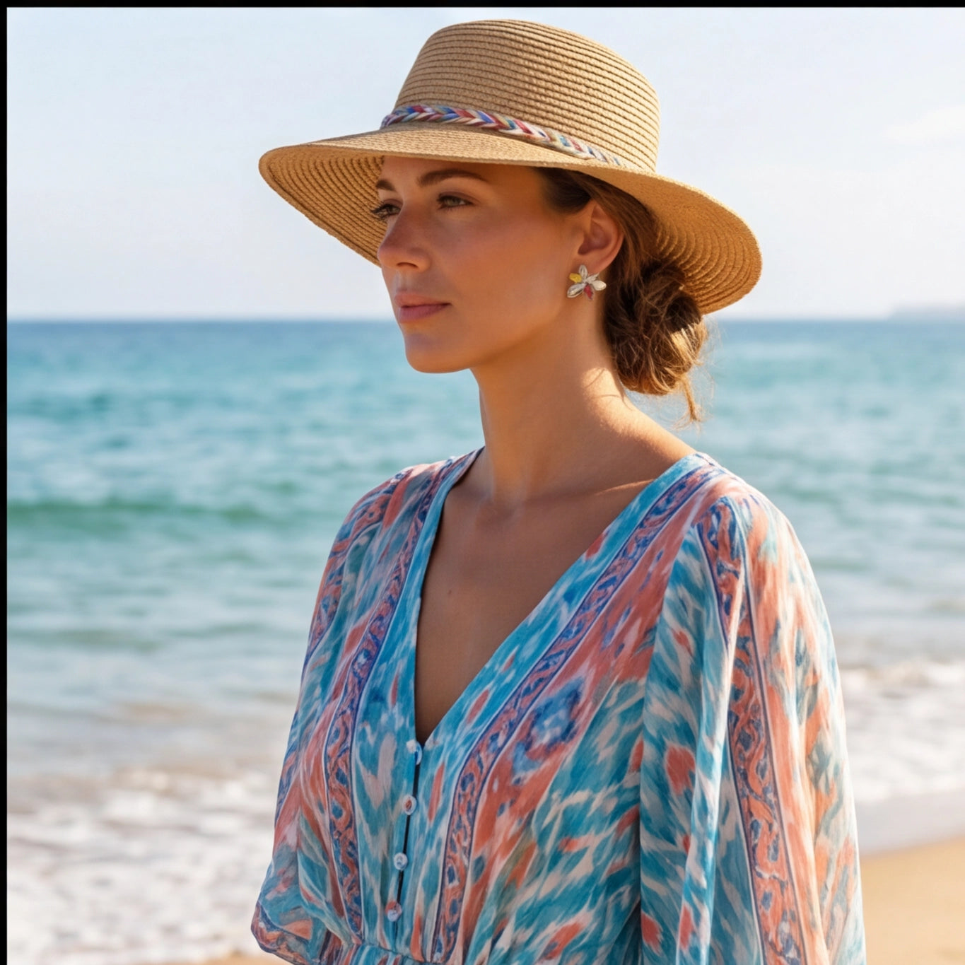 Boucles d'Oreille Cuir Minimaliste vue dos - Sakiwé