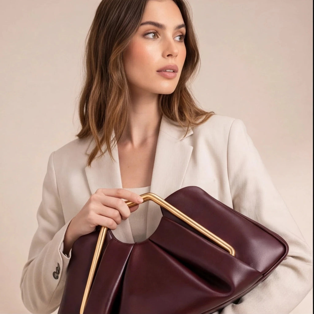 Pochette compacte effet cuir