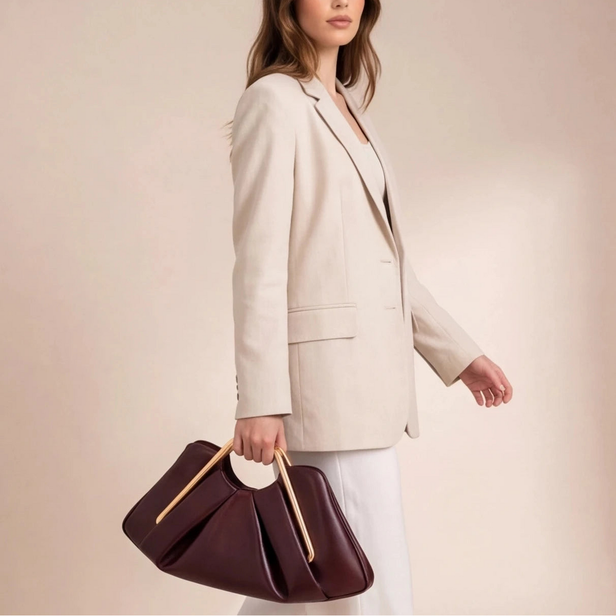 Pochette compacte effet cuir