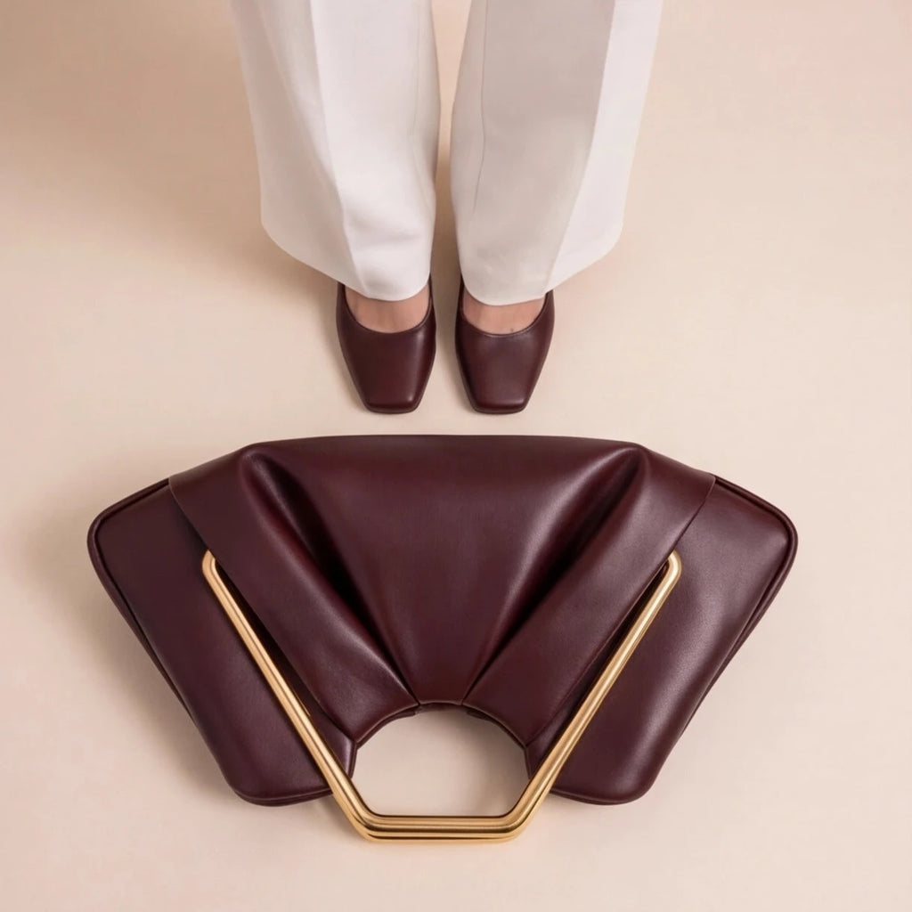 Pochette compacte effet cuir