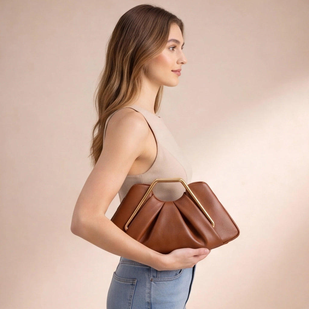 Pochette compacte effet cuir