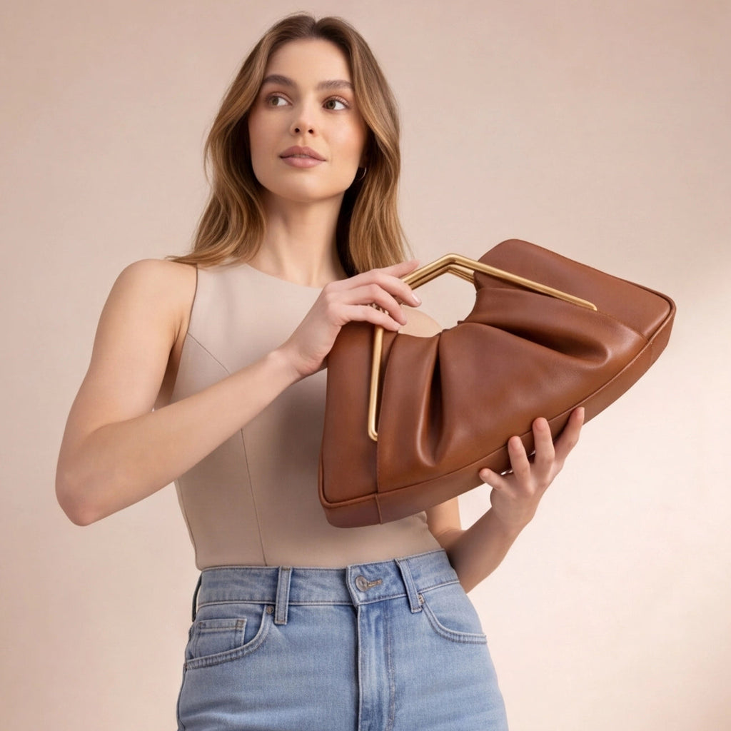 Pochette compacte effet cuir