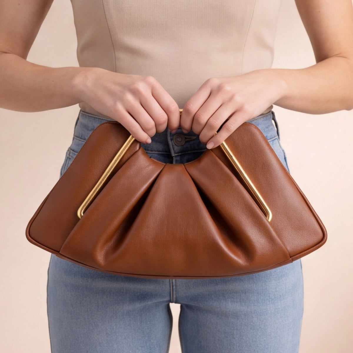 Pochette compacte effet cuir