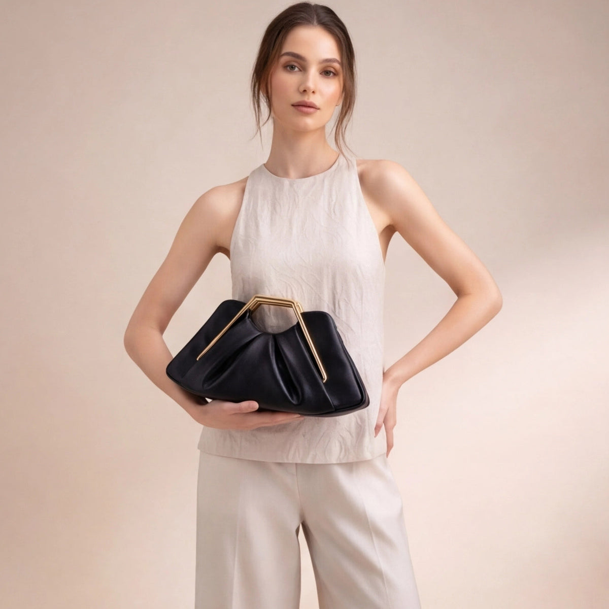 Pochette compacte effet cuir