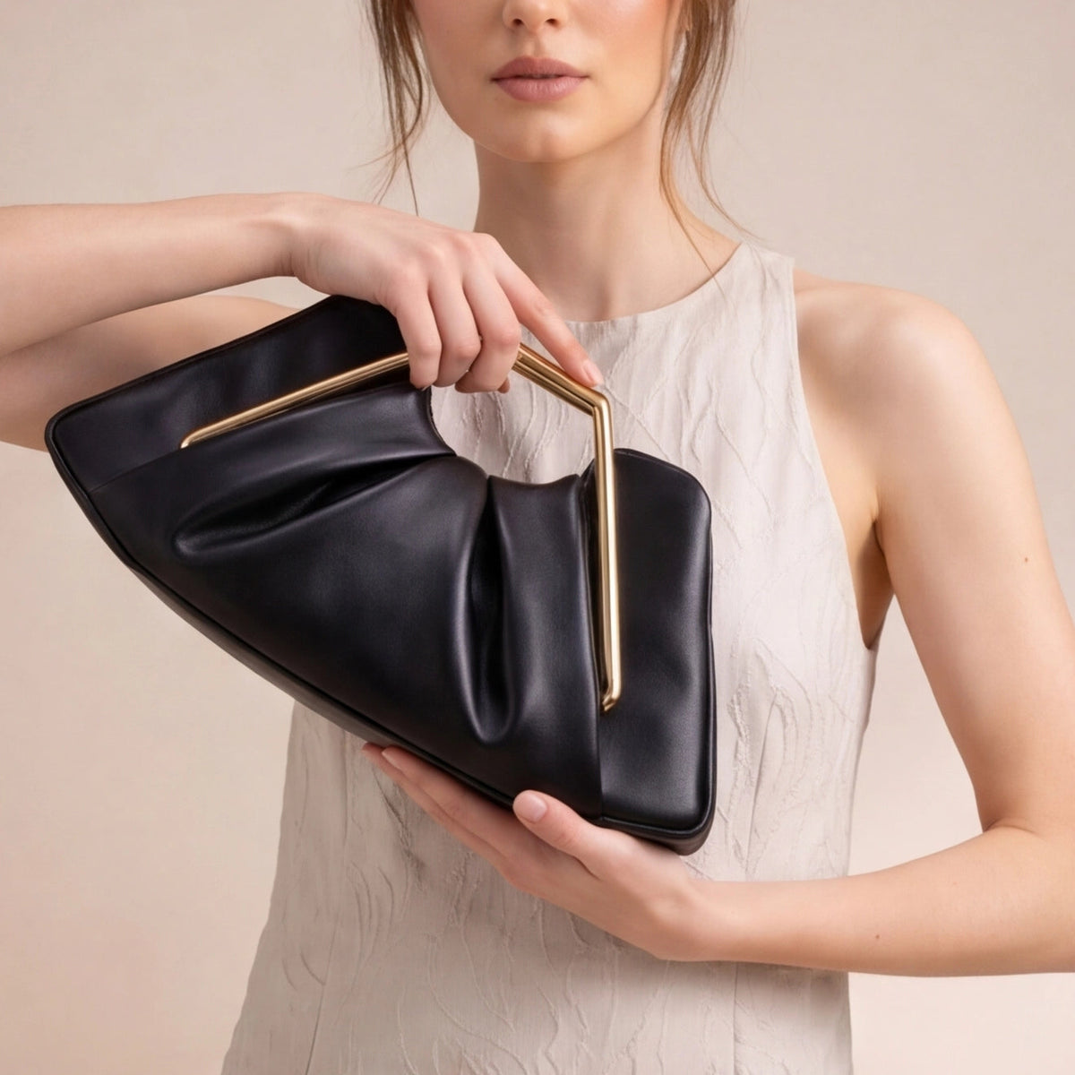 Pochette compacte effet cuir