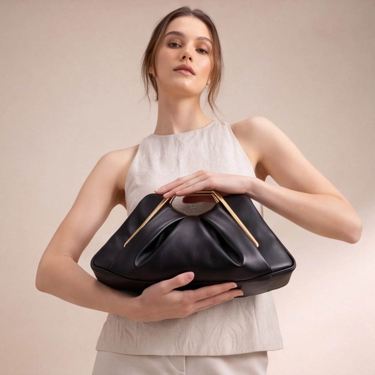 Pochette compacte effet cuir