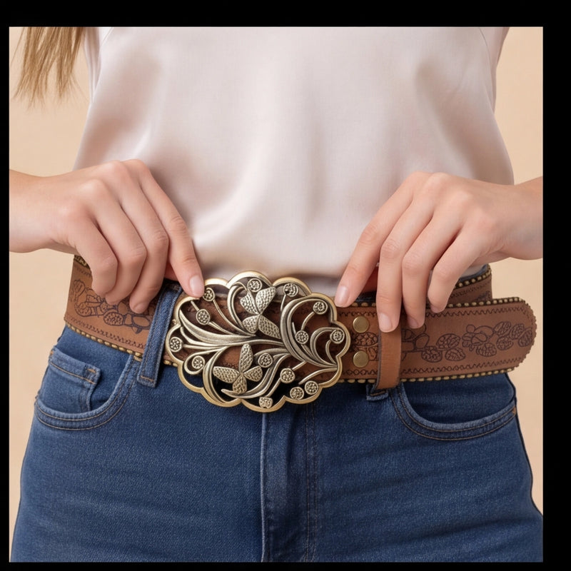 Ceinture taille haute accent dore
