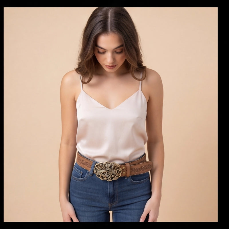 Ceinture taille haute accent dore