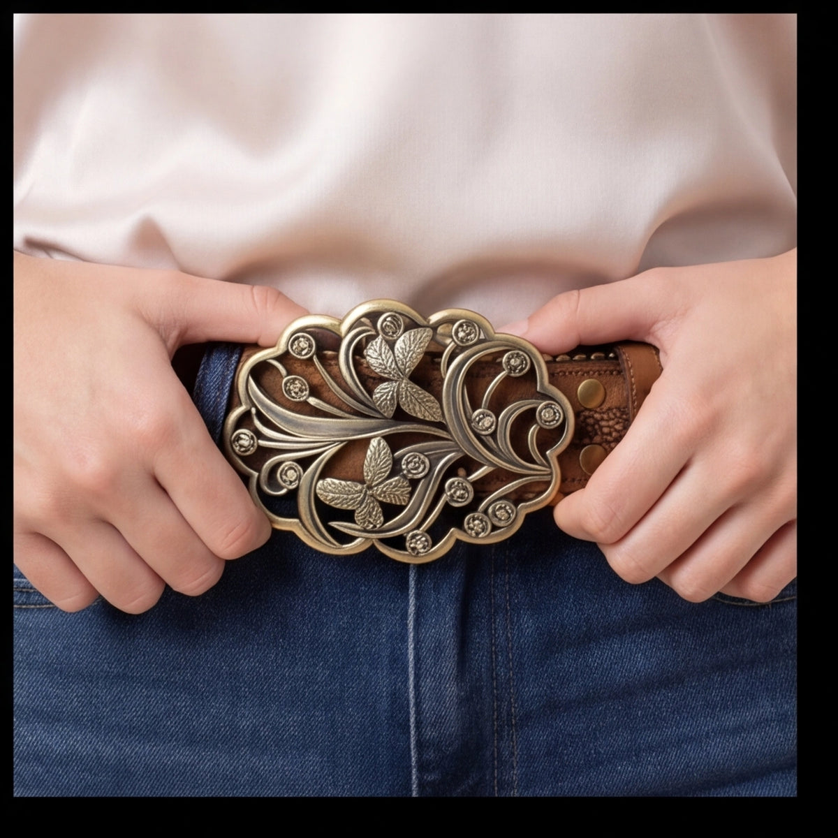 Ceinture taille haute accent dore