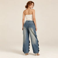 Jean large bleu vintage, vue arrière du pantalon