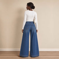 Jean large taille haute à ourlets bruts, vue de dos – SAKIWÉ