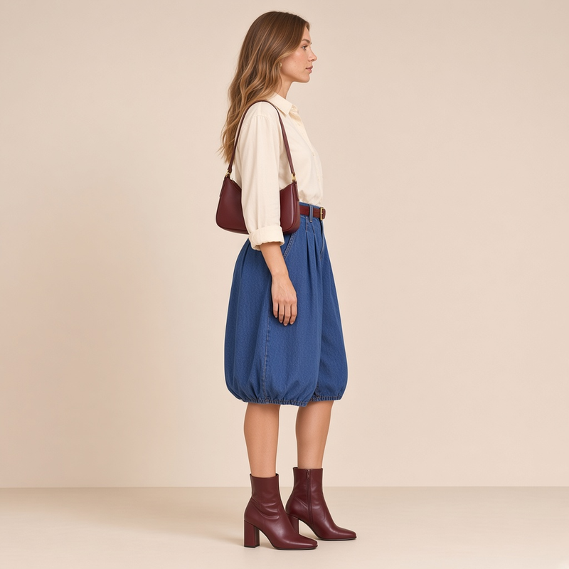 Jean short ballon style bermuda – vue de profil