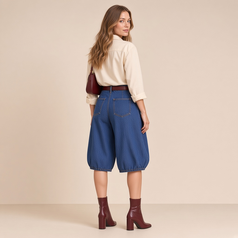 Jean short ballon style bermuda – vue de dos