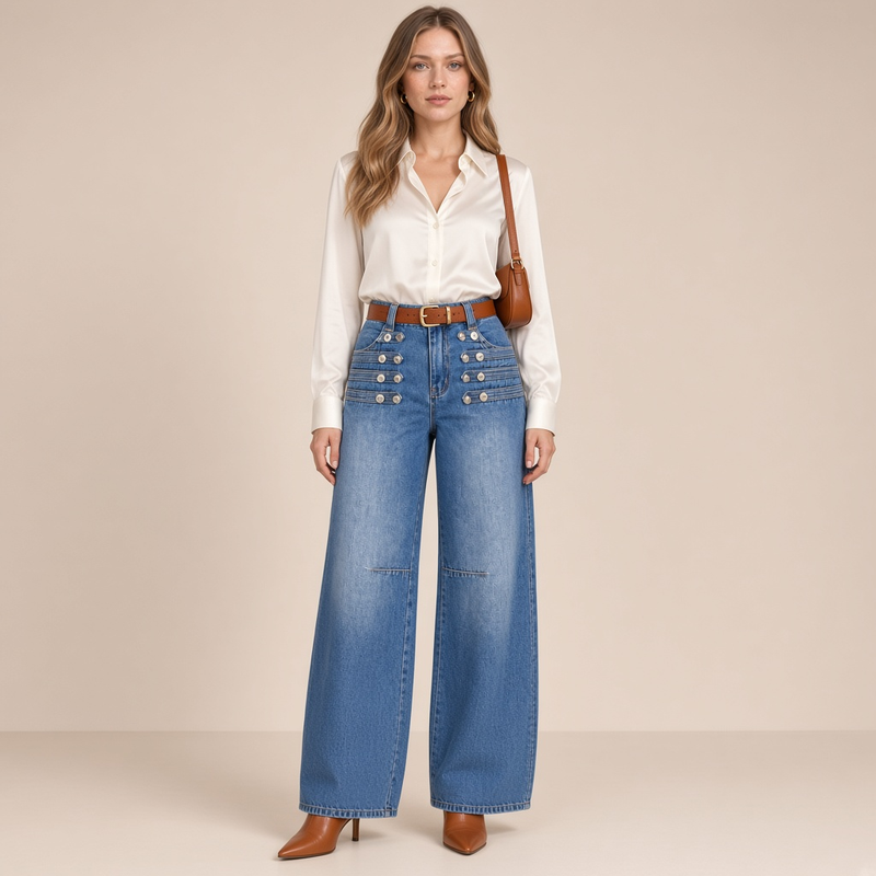 Jean style vintage à boutons – vue de face