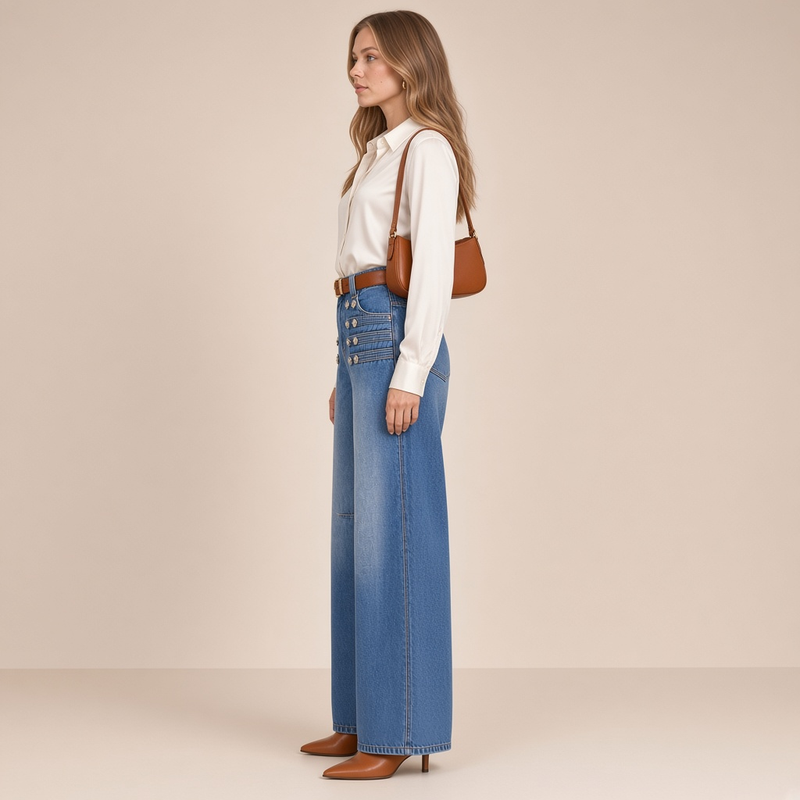Jean style vintage à boutons – vue de profil