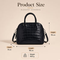 Mini sac bowling en cuir effet croco — dimensions 18 × 9 × 15 cm
