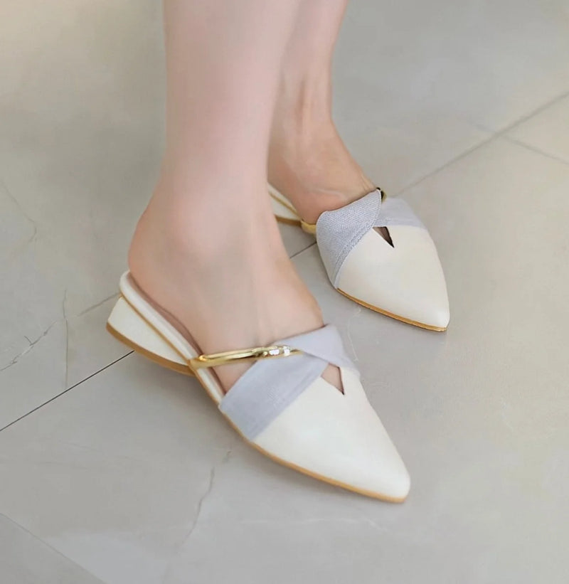 Mules Plates Pointues Brides Dorées — vue 3