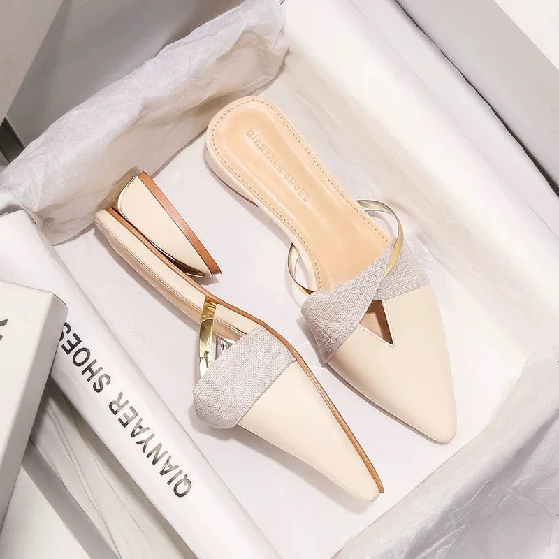 Mules Plates Pointues Brides Dorées — vue 4