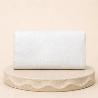 Pochette blanche croco vue dos texture