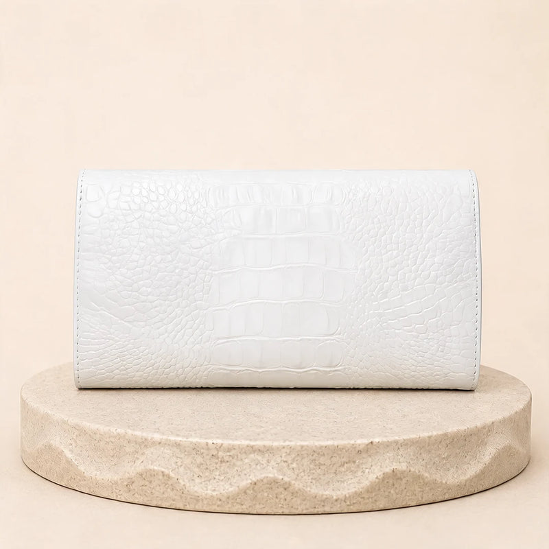 Pochette blanche croco vue dos texture