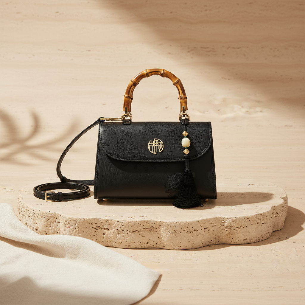 Sac à main noir en cuir embossé Édition premium _ SAKIWE