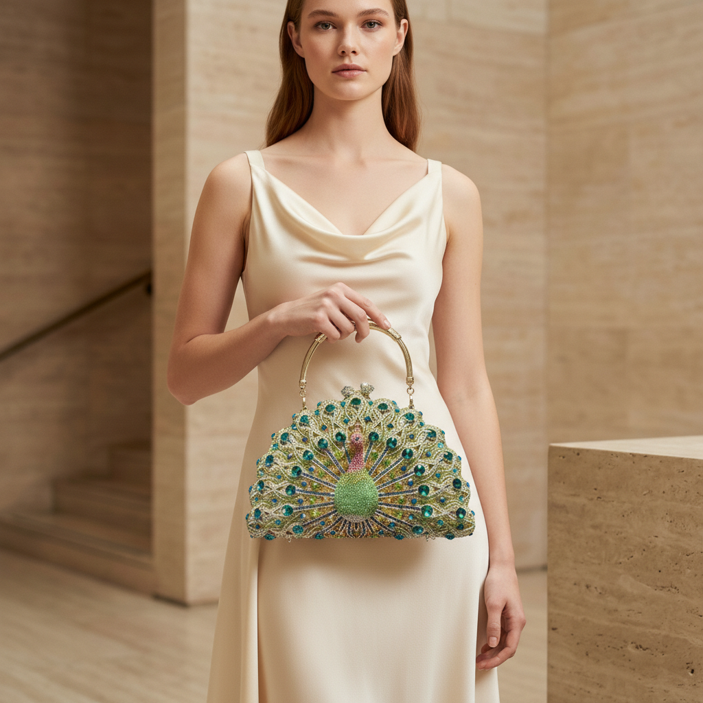 Sac de soirée Cristalisé Paon Luxe _ SAKIWE