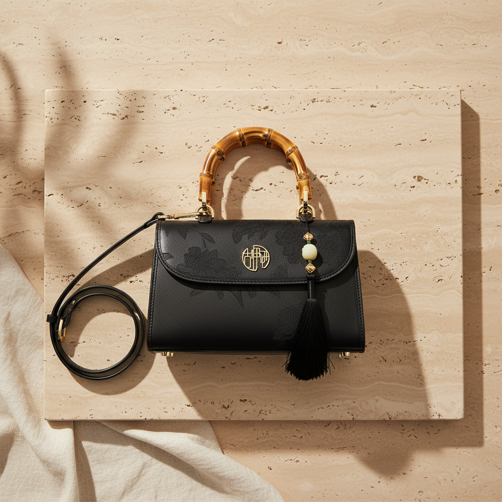 Sac à main noir en cuir embossé Édition premium _ SAKIWE