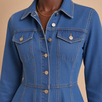 Détail de la toile denim sergé et des boutons – SAKIWÉ