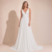 Amazon Außenhandel Europa und Amerika Schleppenhochzeitskleid Outdoor-Reisefotografie V-Ausschnitt Brautkleid figurbetont elegant schlichtes Abendkleid