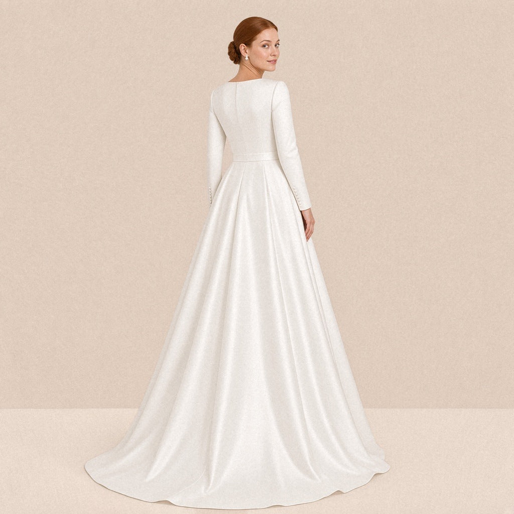 Robe de mariée en satin, vue de dos