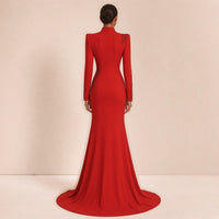Robe de soirée sirène SAKIWE, coloris rouge, vue de dos