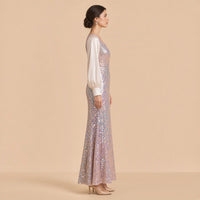 Robe sirène à sequins, vue de profil