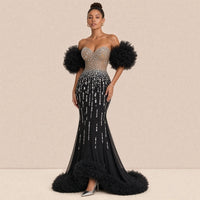 Robe de soirée sirène SAKIWE, coloris noir, vue de face