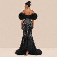 Robe de soirée sirène SAKIWE, coloris noir, vue de dos