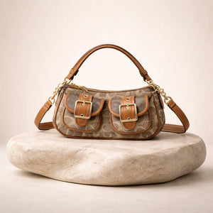 Sac Baguette Marron Camel Vintage — vue 1