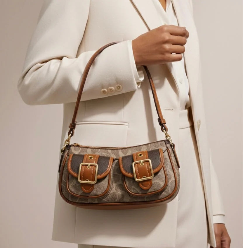 Sac Baguette Marron Camel Vintage — vue 5