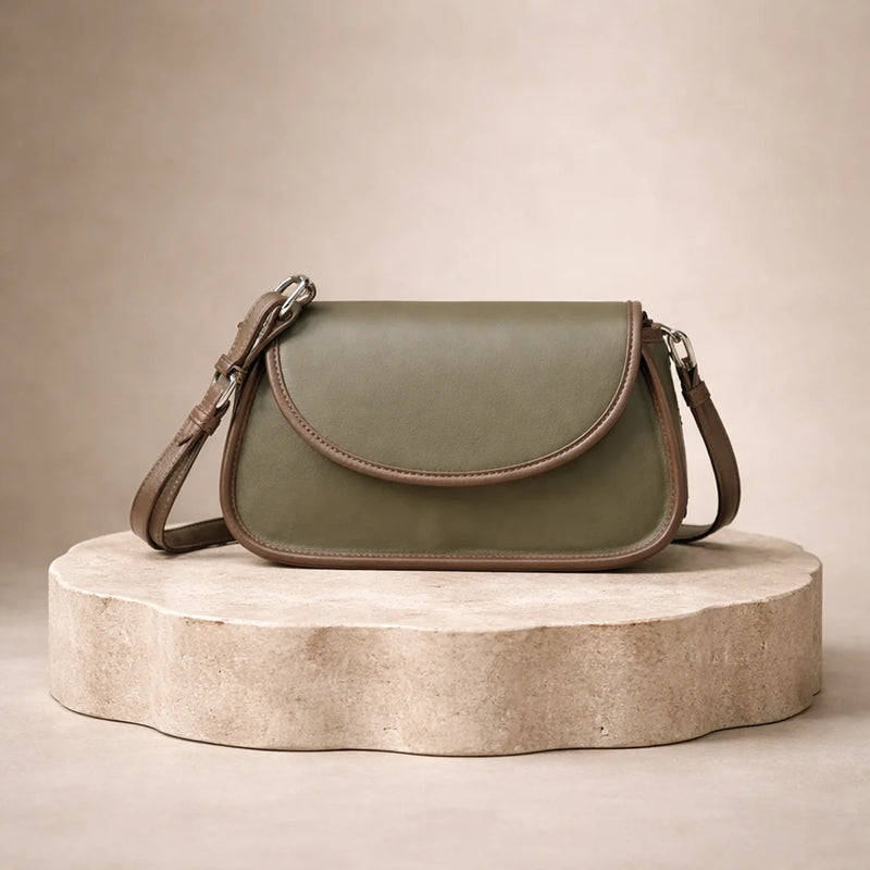 Sac Bandoulière Bicolore Olive & Cognac — vue 1