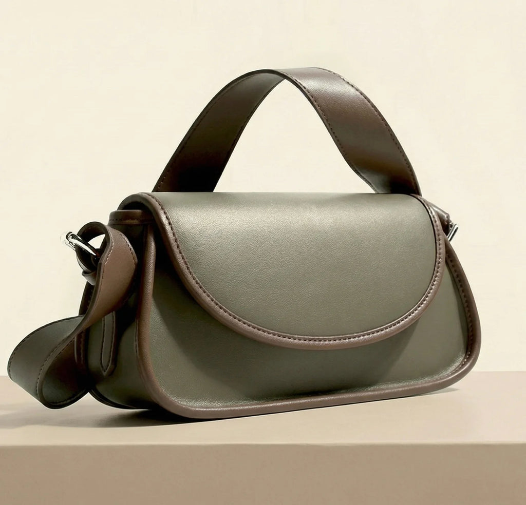 Sac Bandoulière Bicolore Olive & Cognac — vue 7