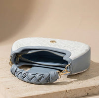 Sac Bi-Matière Blanc & Bleu Détails Dorés — vue 3