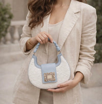 Sac Bi-Matière Blanc & Bleu Détails Dorés — vue 4