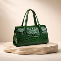Croc-effect Boston bag