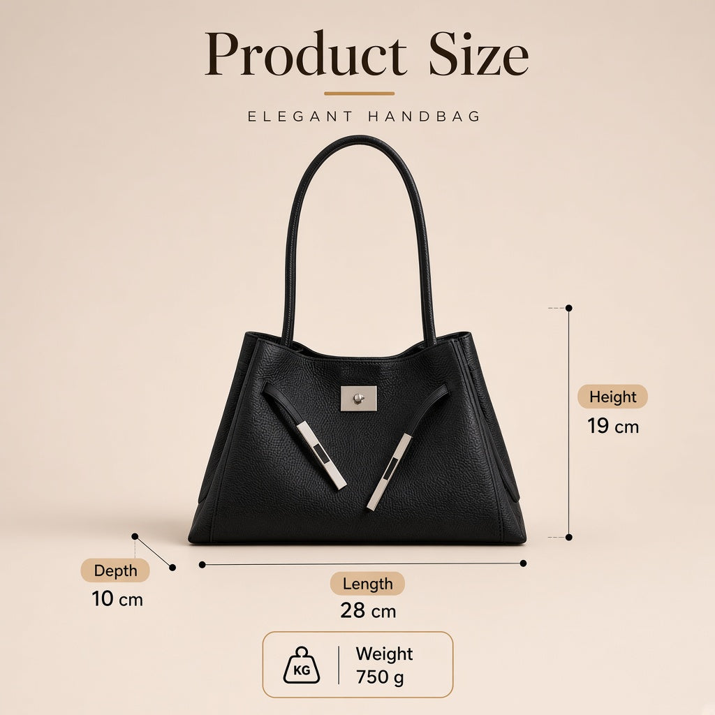 Sac porté épaule en cuir Togo — dimensions 28 × 10 × 19 cm