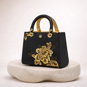 Sac à Main Brodé Motif Pivoine — vue 1