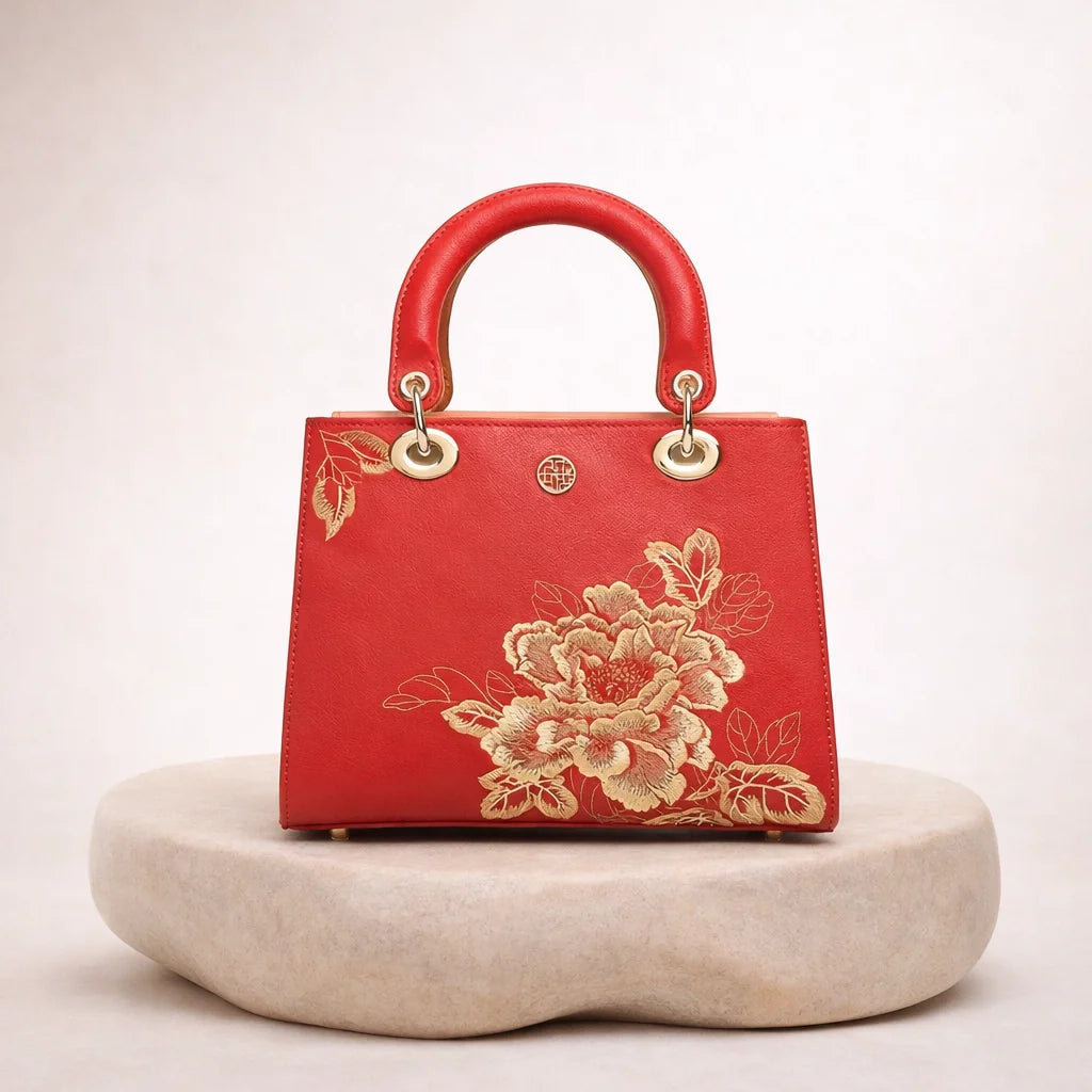 Sac à Main Brodé Motif Pivoine — vue 2