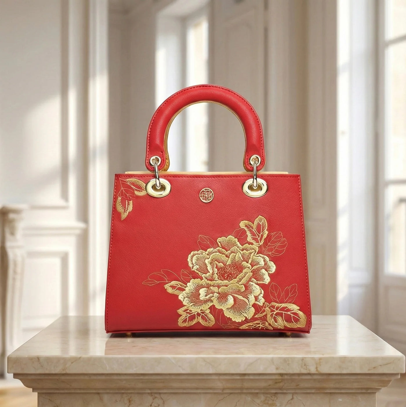 Sac à Main Brodé Motif Pivoine — vue 4