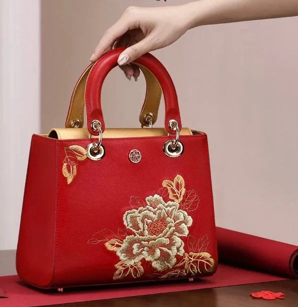 Sac à Main Brodé Motif Pivoine — vue 6 Image