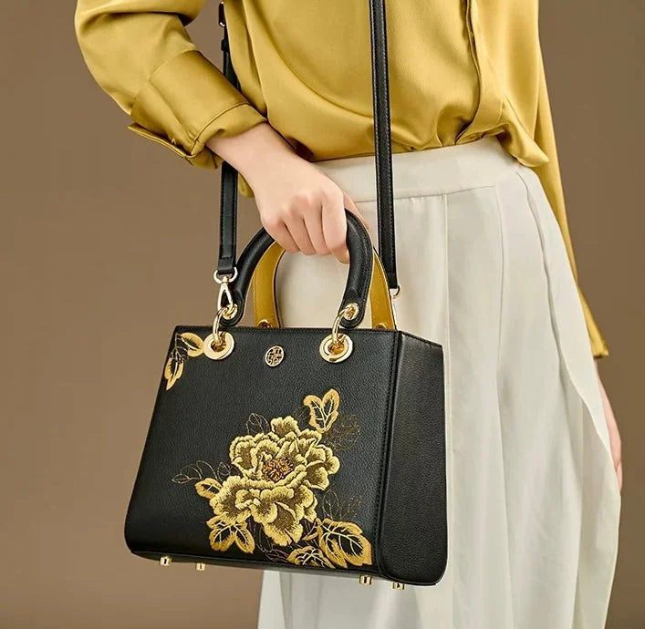 Sac à Main Brodé Motif Pivoine — vue 7