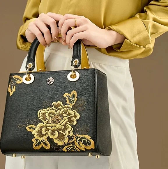 Sac à Main Brodé Motif Pivoine — vue 8