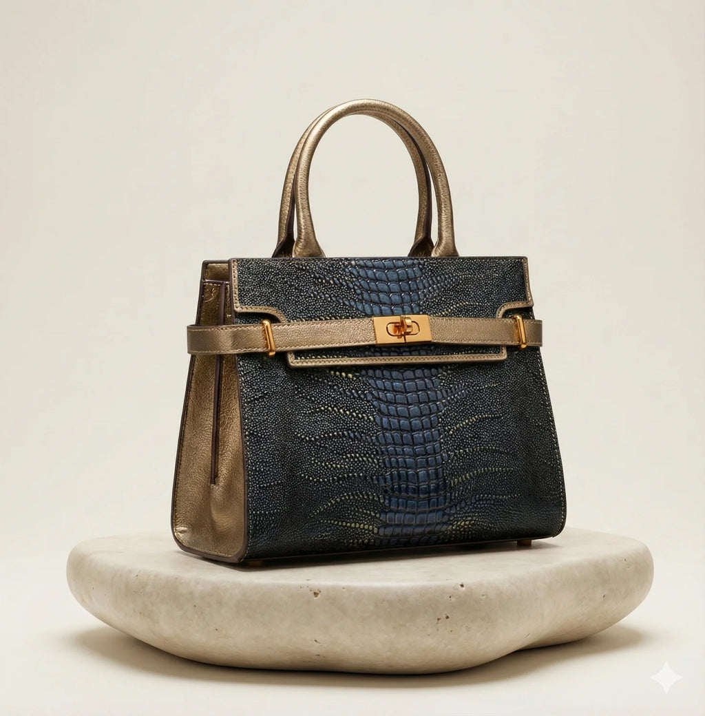 Sac à Main Noir Effet Croco — vue 1