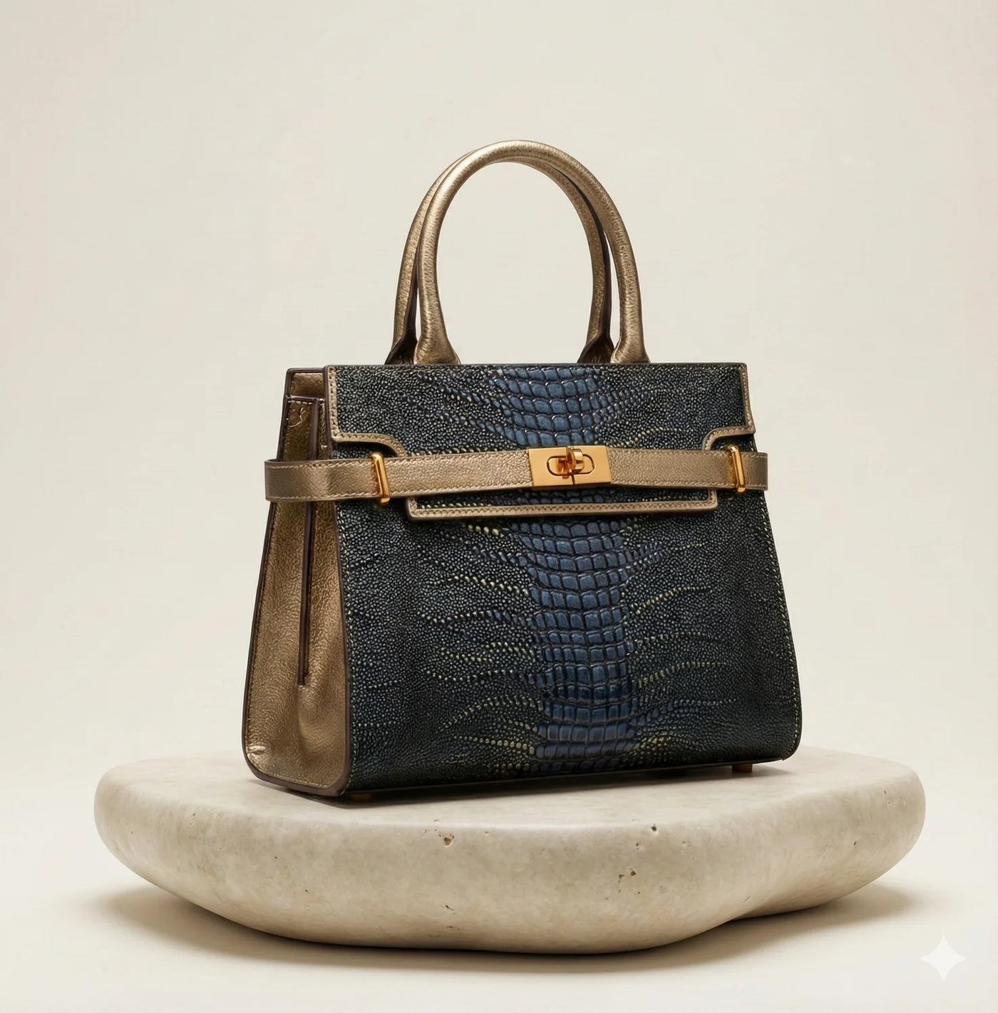 Sac à Main Noir Effet Croco — vue 1